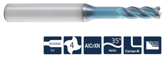 UP300-HP-RN4-64016A Фреза монолитная твердосплавная С радиусом реж.кромки Gesac