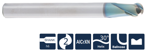 UP300-HP-B2-08008C Фреза монолитная твердосплавная Сферическая Gesac