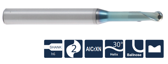 UP300-HP-BN2-01008 Фреза монолитная твердосплавная Сферическая Gesac