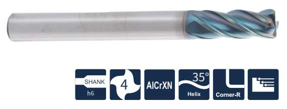 UP300-HP-R4-08005A Фреза монолитная твердосплавная С радиусом реж.кромки Gesac