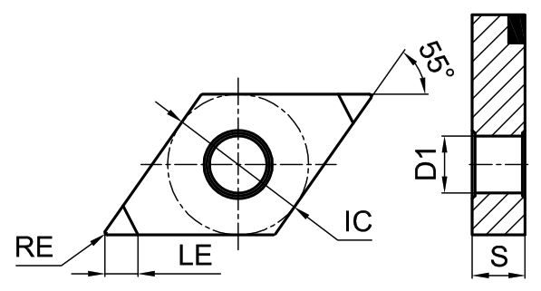 Эскиз: DNGA150408M-2-BHC125P Токарная пластина PCBN Gesac