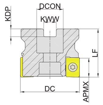 Эскиз: MEC190-050R04A22-AN16 Корпус фрезы Gesac