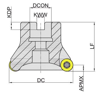 Эскиз: MPB100-080R06A27-RP16 Корпус фрезы Gesac