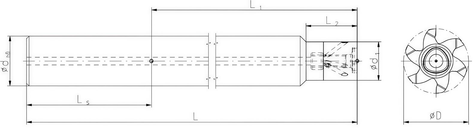 Эскиз: MTD122-20115W16-DM20S  Хвостовик для фрез POLYMILL Твердосплавный Gesac