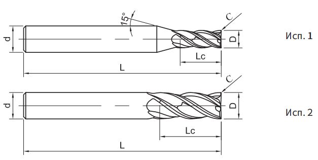 Эскиз: PP300-C4-64004 Фреза монолитная твердосплавная Gesac