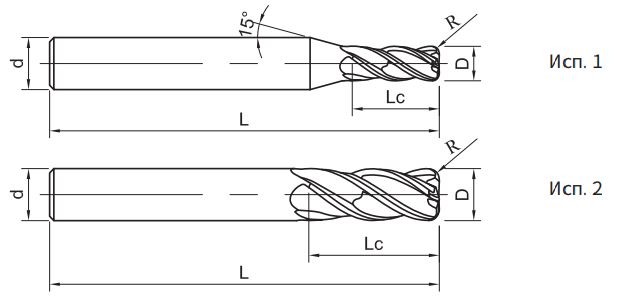 Эскиз: PP300-R4-10005 Фреза монолитная твердосплавная Gesac