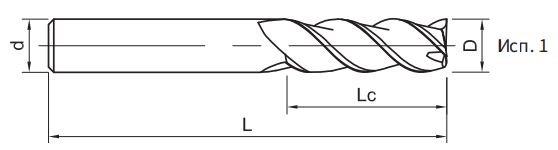 Эскиз: SA160-SL3-20080 Фреза монолитная твердосплавная Gesac