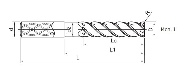 Эскиз: SA300-SF-IC-RN4-20030A Фреза монолитная твердосплавная Gesac