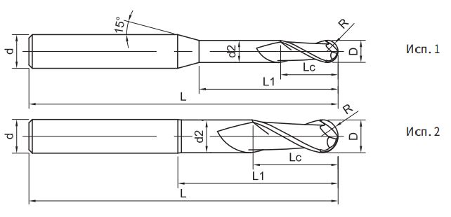 Эскиз: SG200-BN2-01015 Фреза монолитная твердосплавная Gesac