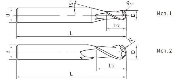 Эскиз: SG200-M-B2-0.5-2-50 Фреза монолитная твердосплавная Gesac