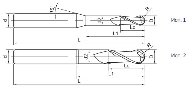 Эскиз: SG200-M-BN2-0.6-10-50 Фреза монолитная твердосплавная Gesac