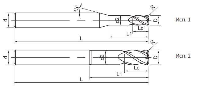 Эскиз: SG200-RN4-03003 Фреза монолитная твердосплавная Gesac