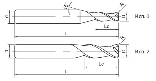 Эскиз: SH160-R2-02002 Фреза монолитная твердосплавная Gesac