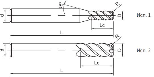 Эскиз: SH160-R4-12005 Фреза монолитная твердосплавная Gesac