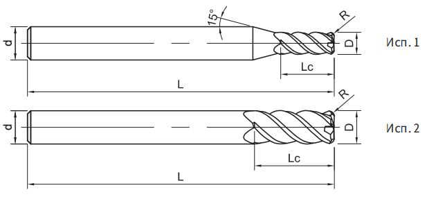 Эскиз: SH160-RH4-04005 Фреза монолитная твердосплавная Gesac