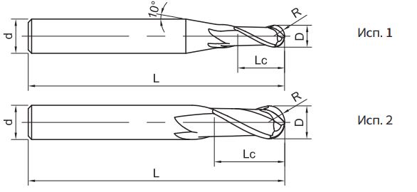 Эскиз: SH260-B2-2-3-H Фреза монолитная твердосплавная Gesac