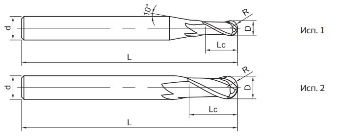 Эскиз: SH260-BH2-8-100-H Фреза монолитная твердосплавная Gesac