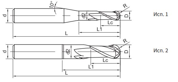 Эскиз: SH260-BN2-4-12-H-6 Фреза монолитная твердосплавная Gesac