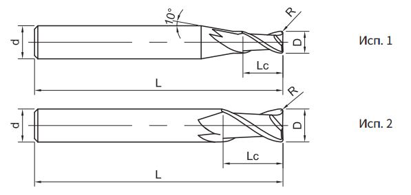 Эскиз: SH260-R2-1-0.2-H Фреза монолитная твердосплавная Gesac