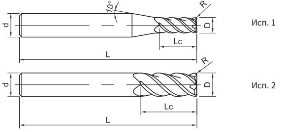 Эскиз: SH260-R4A-3-0.2-H-3 Фреза монолитная твердосплавная Gesac