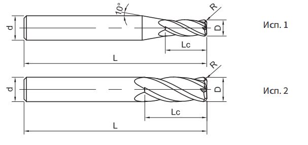 Эскиз: SH260-R4-6-0.5-H Фреза монолитная твердосплавная Gesac