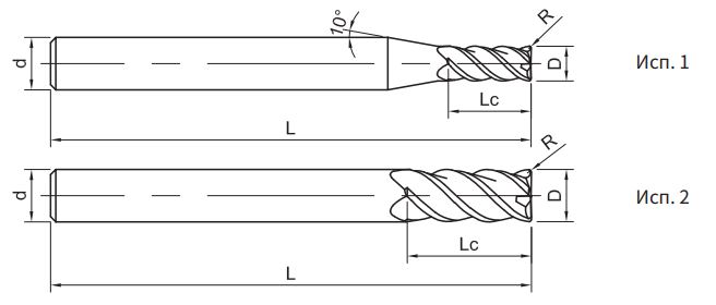 Эскиз: SH260-RH4A-2-60-0.5-H-6 Фреза монолитная твердосплавная Gesac