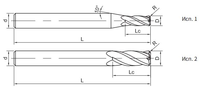 Эскиз: SH260-RH4-6-75-0.5-H Фреза монолитная твердосплавная Gesac