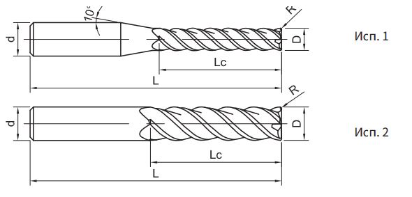 Эскиз: SH260-RL4A-12-60-0.5-H Фреза монолитная твердосплавная Gesac 