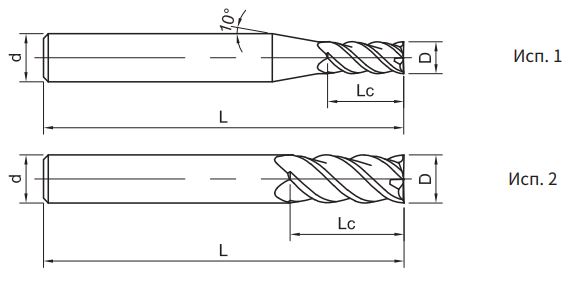 Эскиз: SH260-S4A-1-3-H Фреза монолитная твердосплавная Gesac