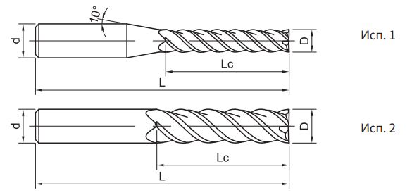 Эскиз: SH260-SL4A-10-45-H Фреза монолитная твердосплавная Gesac