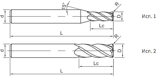 Эскиз: SH360-R4-4-0.2-K Фреза монолитная твердосплавная Gesac