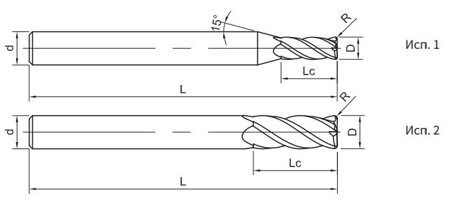 Эскиз: SH360-RH4-10-100-0.5-K Фреза монолитная твердосплавная Gesac