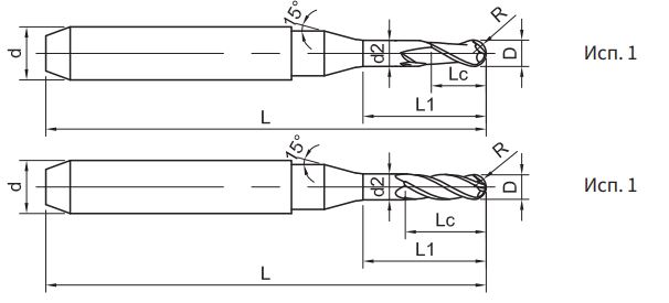 Эскиз: SM200-AR2-0.6-13-50-d6 Фреза монолитная твердосплавная Gesac