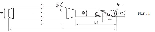 Эскиз: SM200-KL2-0.6-7-40-d3 Фреза монолитная твердосплавная Gesac