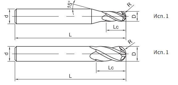 Эскиз: SN200-B4-08014 Фреза монолитная твердосплавная Gesac