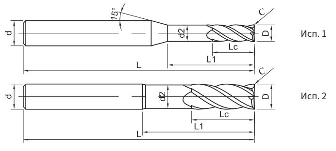 Эскиз: SP210-CN4-04018 Фреза монолитная твердосплавная Gesac