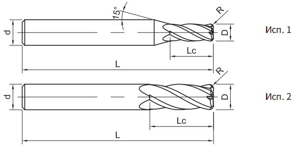 Эскиз: SP210-R4-10005 Фреза монолитная твердосплавная Gesac