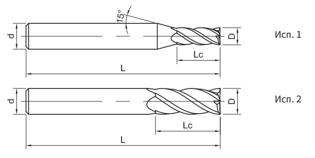 Эскиз: SP210-S4-10025 Фреза монолитная твердосплавная Gesac