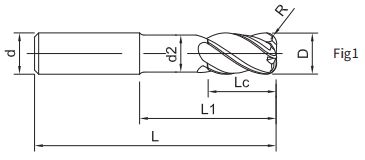 Эскиз: ST300-RN4-25030C Фреза монолитная твердосплавная Gesac