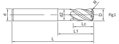 Эскиз: ST300-RN5-25030C Фреза монолитная твердосплавная Gesac