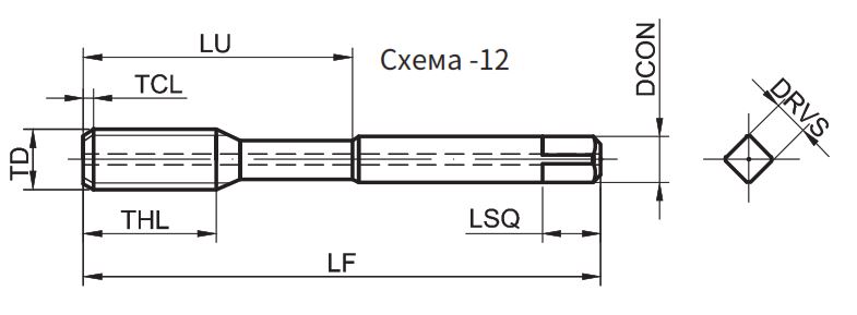 Эскиз: T118-FDC-300350C-6HX Метчик Gesac