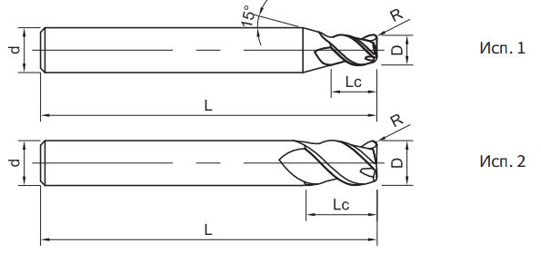 Эскиз: UA100-RH3-10010 Фреза монолитная твердосплавная Gesac