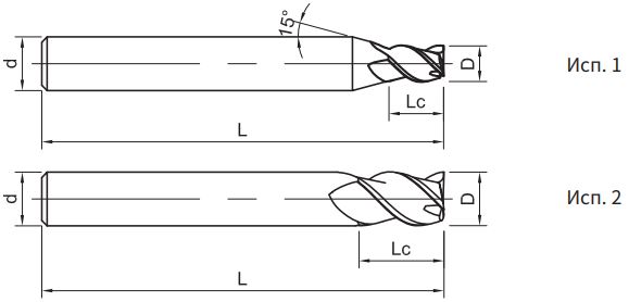 Эскиз: UA100-SH3-12030 Фреза монолитная твердосплавная Gesac