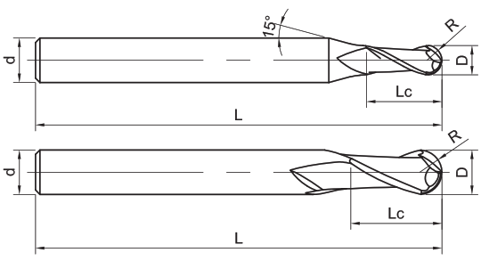 Эскиз: UP300-HP-B2-12012 Фреза монолитная твердосплавная Gesac