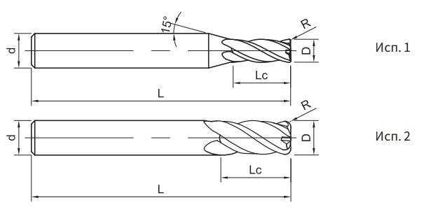 Эскиз: US200-R4-04005 Фреза монолитная твердосплавная Gesac