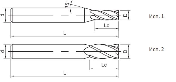Эскиз: US200-SS4-02004 Фреза монолитная твердосплавная Gesac