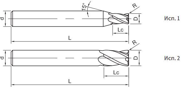 Эскиз: US260-RS4-08005 Фреза монолитная твердосплавная Gesac