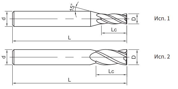 Эскиз: US260-S4B-01003 Фреза монолитная твердосплавная Gesac