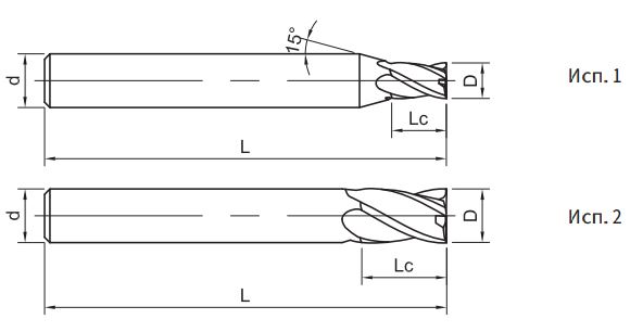 Эскиз: US260-SS4A-20030 Фреза монолитная твердосплавная Gesac