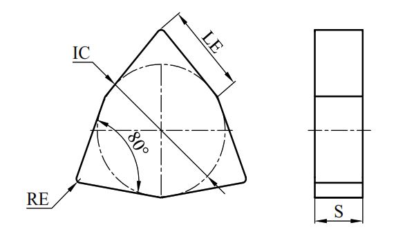 Эскиз: WNGN080612M-6-BKN225S Пластина токарная Gesac